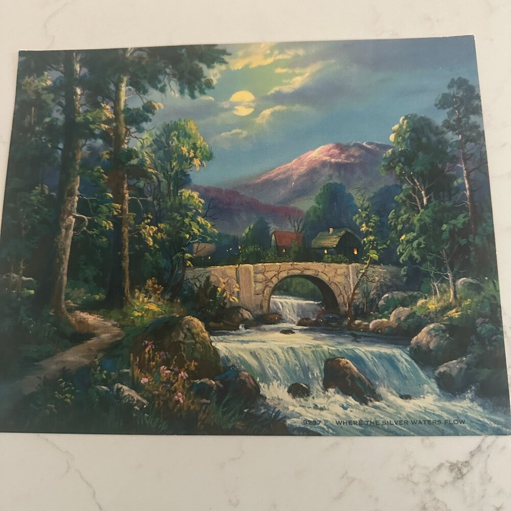 Vintage Calendar Art Print "Where the Silver Waters Flow"